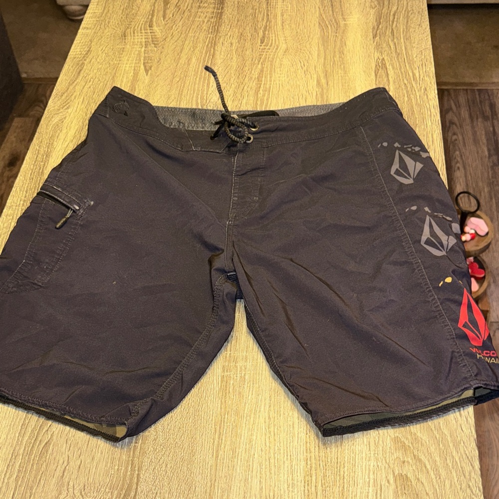 Volcom Charcoal and Red Board Shorts